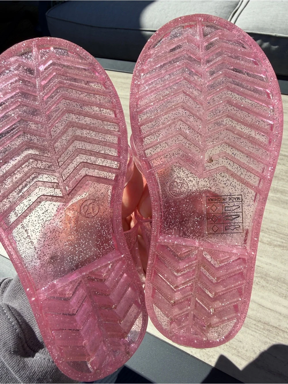 Pink Glitter Jelly Sandals for Girls